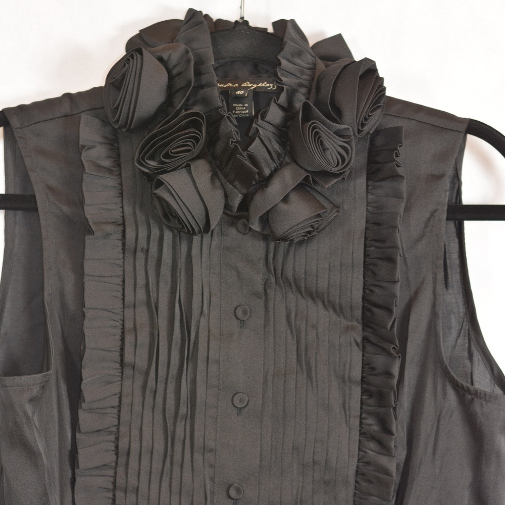 Tuxedo Rose Blouse SZ 10 Sandra Angelozzi #B116